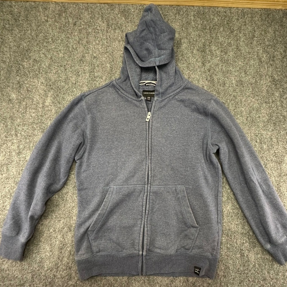 Lucky Brand Boys Blue Heather Full Zip Hoodie Sweatshirt Size Large 14/16